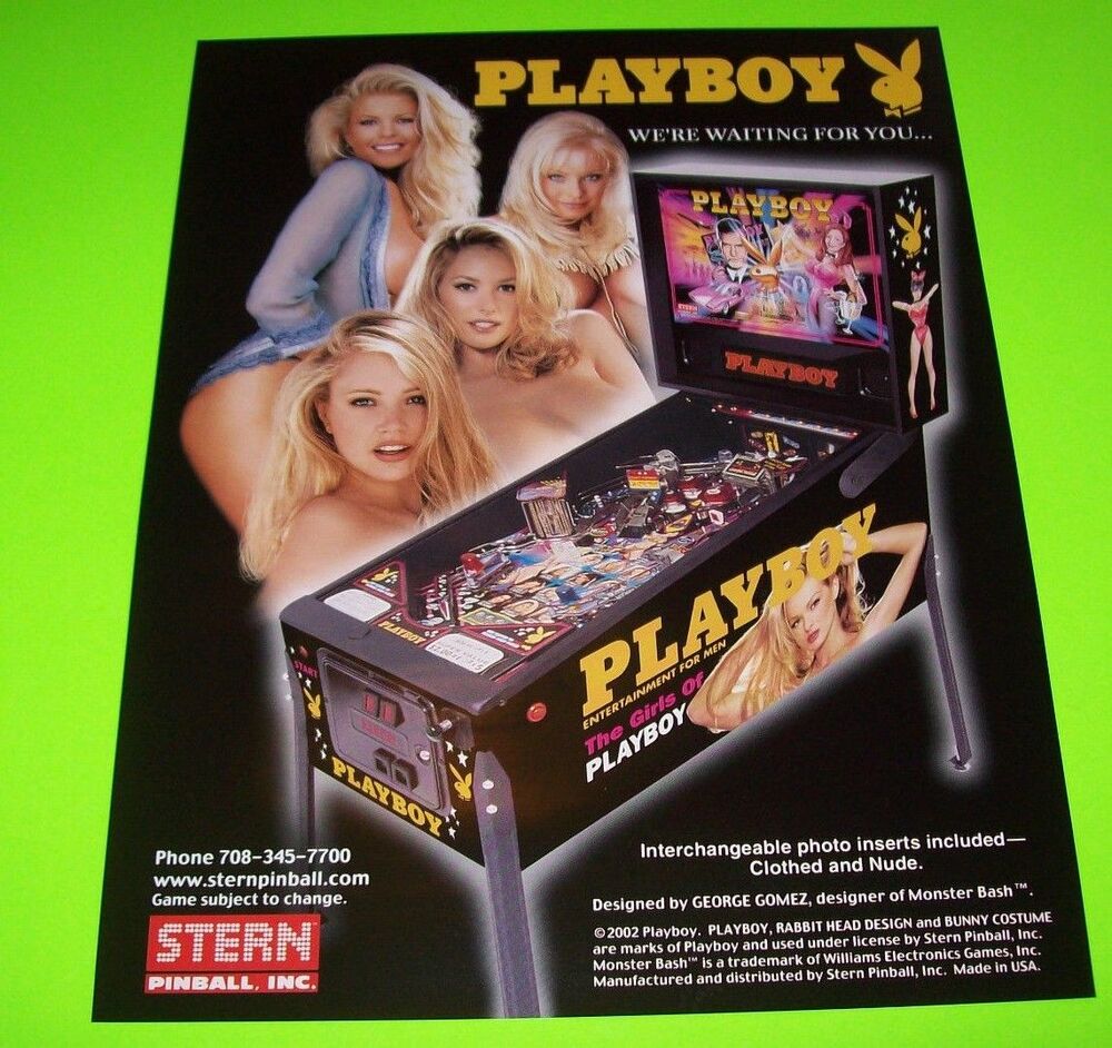 Playboy Pinball FLYER 2002 Original Artwork Hugh Hefner Sexy Playmates Promo